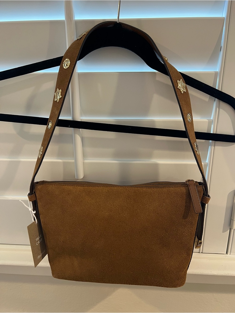 Madewell Brown Suede Crossbody with Studded Strap